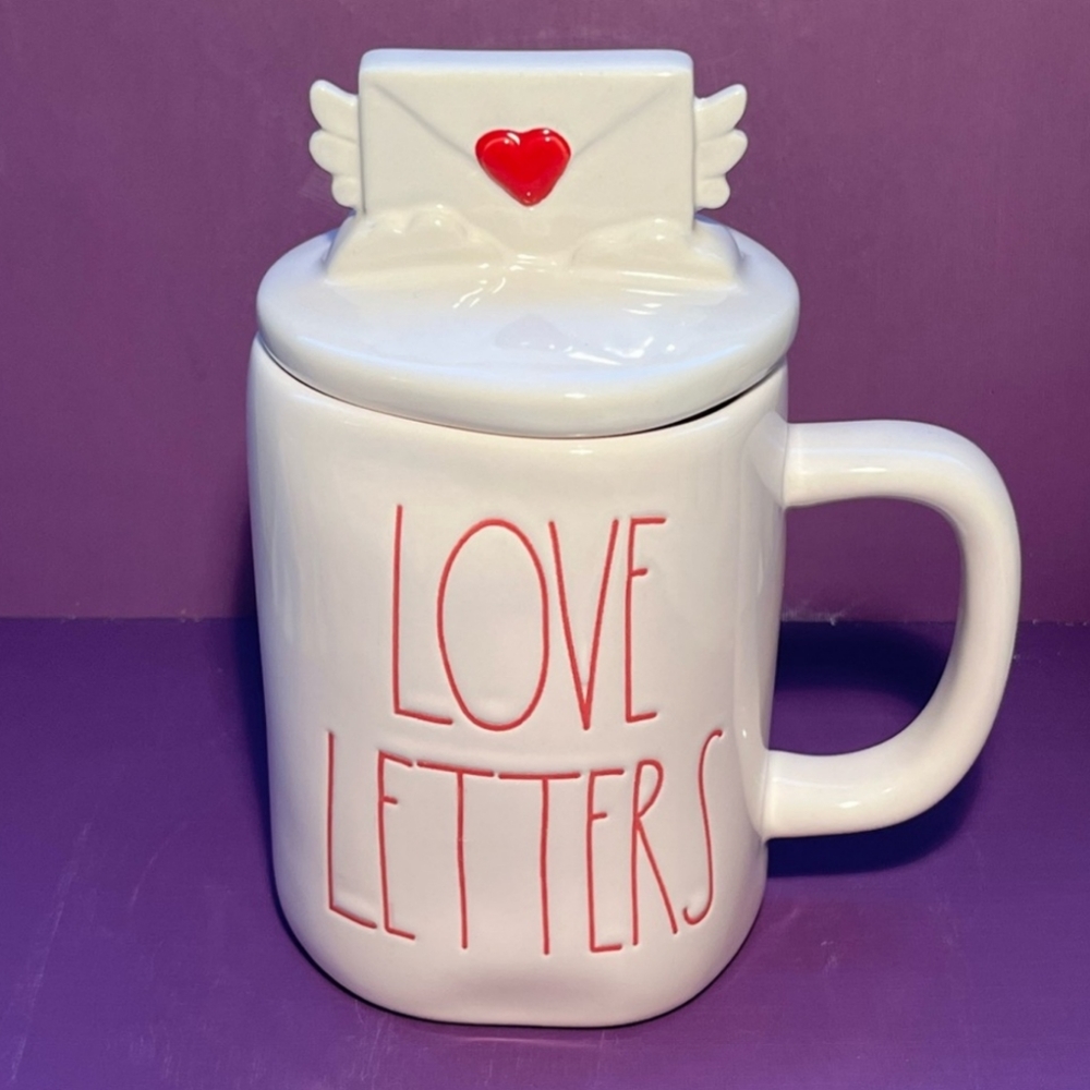 🆕RAE DUNN "LOVE LETTERS" MUG WITH TOPPER 20 OZS 🆕